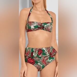 🖤 Anna Sui 🖤 Retro Swim Suit Bikini Rosa Mexicana Rose Print Small ♥️